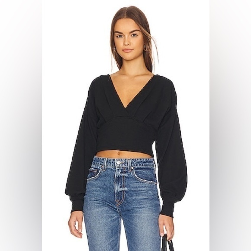 We The Free by FP All Nighter Long Sleeve Henley Waffle Tee in Black Size Small